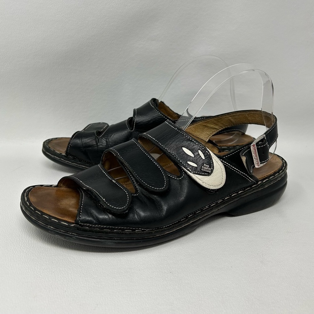 Finn Comfort Women’s Black Leather Slingback Strap Sandals Size 43
